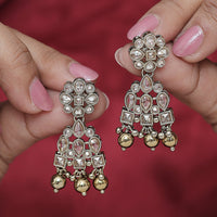 Saloni Fashion Jewellery Attractive Pear and Round Shape Gold Plated Green Kundan Stone Dangle Earring For Women and Girls