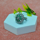 Saloni Fashion Jewellery Pretty Round and Pear Shape Silver Plated Kundan Stone Adjustable Finger Ring For Women and Girls