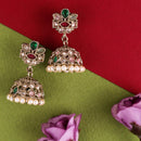 Saloni Fashion Jewellery Amazing Flower Design White Uncut Kundan Stone Antique Gold Plated Jhumki Earring For Women and Girls