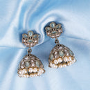 Saloni Fashion Jewellery Amazing Flower Design White Uncut Kundan Stone Antique Gold Plated Jhumki Earring For Women and Girls