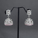 Saloni Fashion Jewellery Beautiful Pear and Flower Shape Grey Uncut Kundan Stone Silver Plated Jhumki Earring For Women and Girls