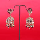 Saloni Fashion Jewellery Modish Flower Shape Black Uncut Kundan Stone Antique Gold Plated Jhumki Earring For Women and Girls