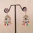 Saloni Fashion Jewellery Modish Flower Shape Black Uncut Kundan Stone Antique Gold Plated Jhumki Earring For Women and Girls