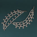 Saloni Fashion Jewellery Creative Oval and Circle Shape 3 String White Kundan Stone Pearl Antique Gold Plated Set Of 2 Ear-Chain (Kaanchain) For Women and Girls