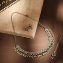 Saloni Fashion Jewellery Lavish Pear Shape Pearl Guchha Antique Gold Plated Blue Uncut Kundan Stone Choker Necklace Set With Maangtikka For Women and Girls