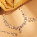 Saloni Fashion Jewellery Graceful Round and Oval Shape Antique Gold Plated Brown Uncut Kundan Stone Choker Necklace Set With Maangtikka For Women and Girls