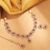 Saloni Fashion Jewellery Graceful Round and Oval Shape Antique Gold Plated Brown Uncut Kundan Stone Choker Necklace Set With Maangtikka For Women and Girls