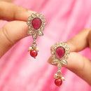 Saloni Fashion Jewellery Ethnic Oval and Leaf Design Gold Plated Green Kundan Stone Dangle Earring For Women and Girls