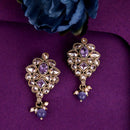Saloni Fashion Jewellery Marvellous Flower Design Purple Uncut Kundan Stone Mother of Pearl Antique Gold Plated Dangle Earring For Women and Girls