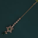 Saloni Fashion Jewellery Traditional Flower Shape and Pearl Silver Gold Plated Set of 2 Combo Maang Tikka For Women