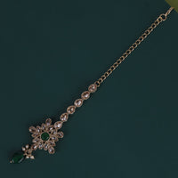 Saloni Fashion Jewellery Traditional Oval Shape Silver Gold Plated Brass Set of 2 Combo Maang Tikka For Women