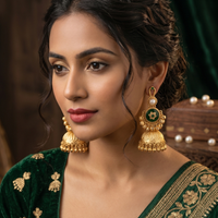 Wearhouse Fashion Classy Pota Stone And Pearl Jhumki Earrings