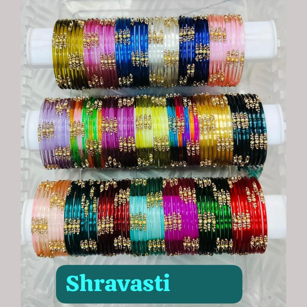 Chitra Bangles Multi Color Glass Bangle (12 Piece In 1 Box)