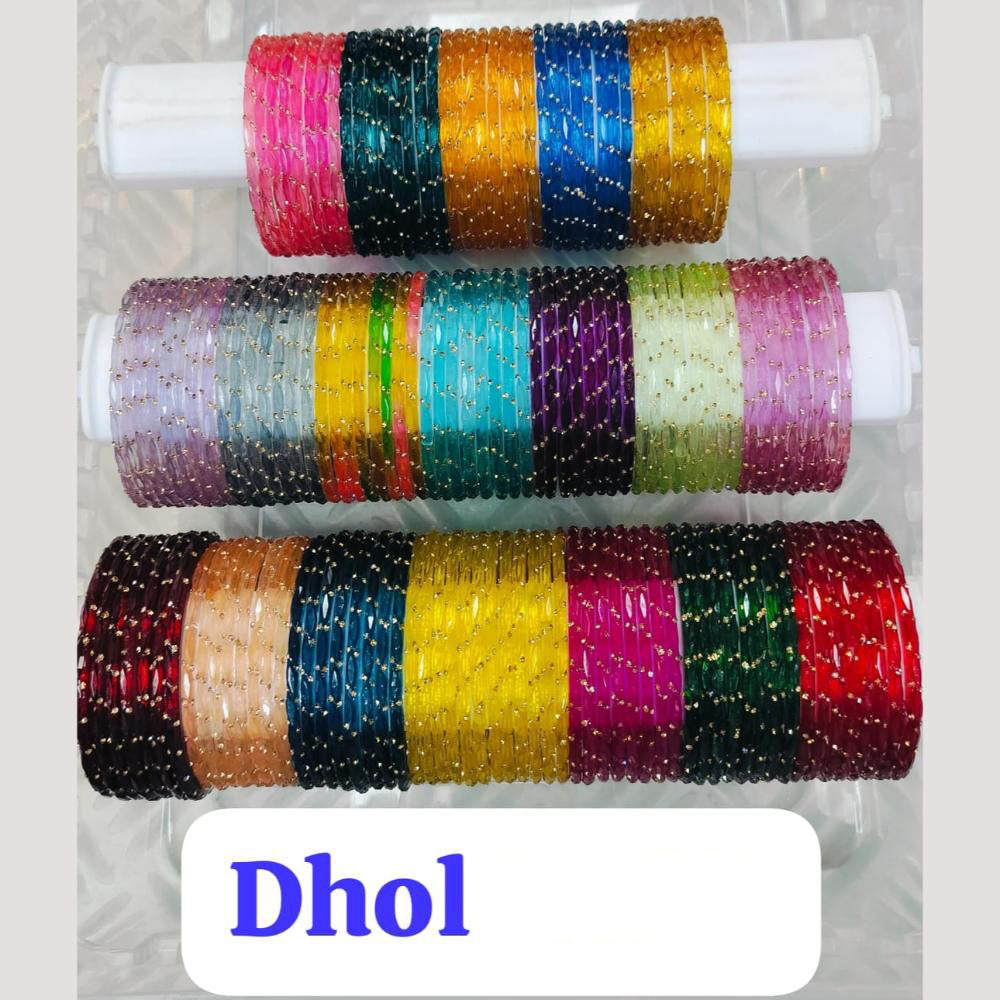 Chitra Bangles Multi Color Glass Bangle (12 Piece In One Box)