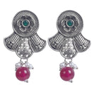 Wearhouse Fashion Oxidised Plated Pota Stone And Beads Dangler Earrings