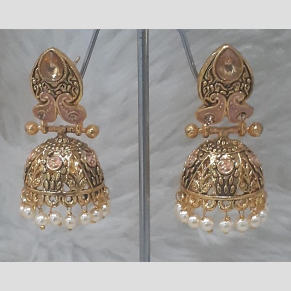 Infinity Jewels Gold Plated Crystal Stone And Meenakari Jhumki Earrings