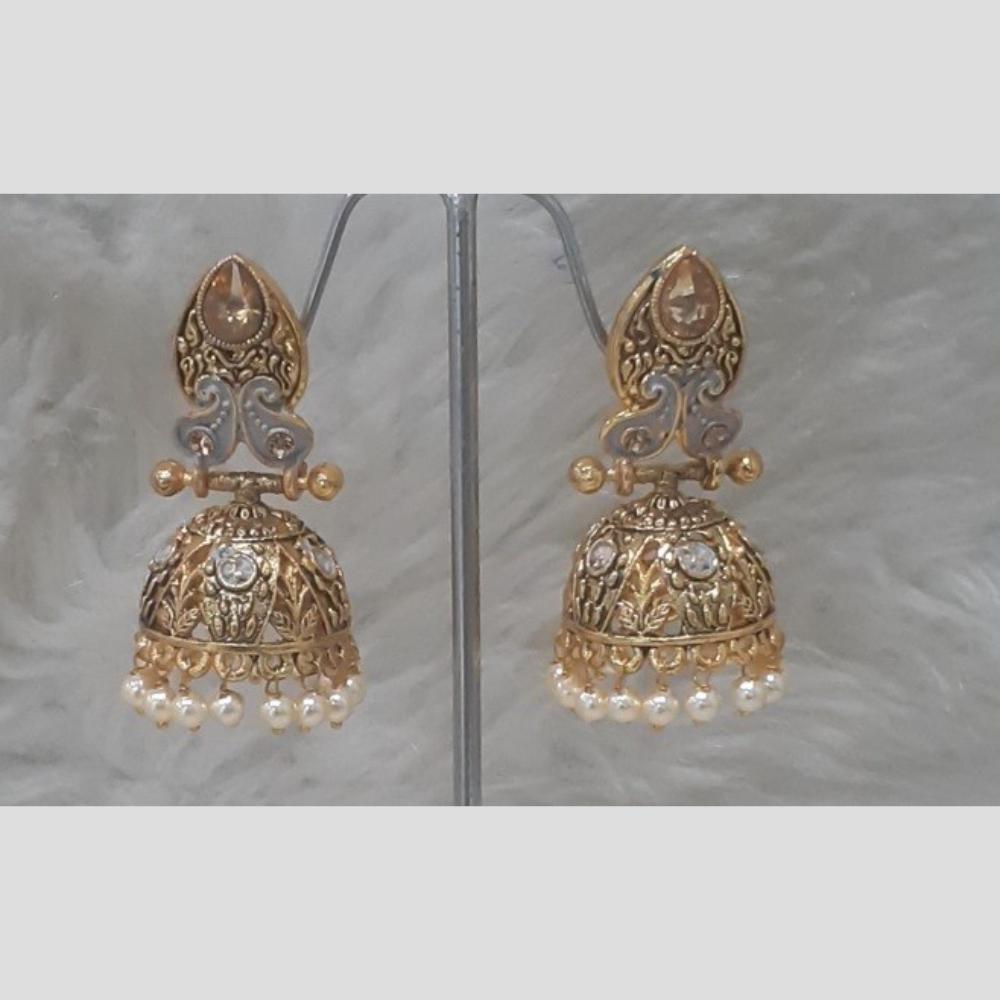 Infinity Jewels Gold Plated Crystal Stone And Meenakari Jhumki Earrings