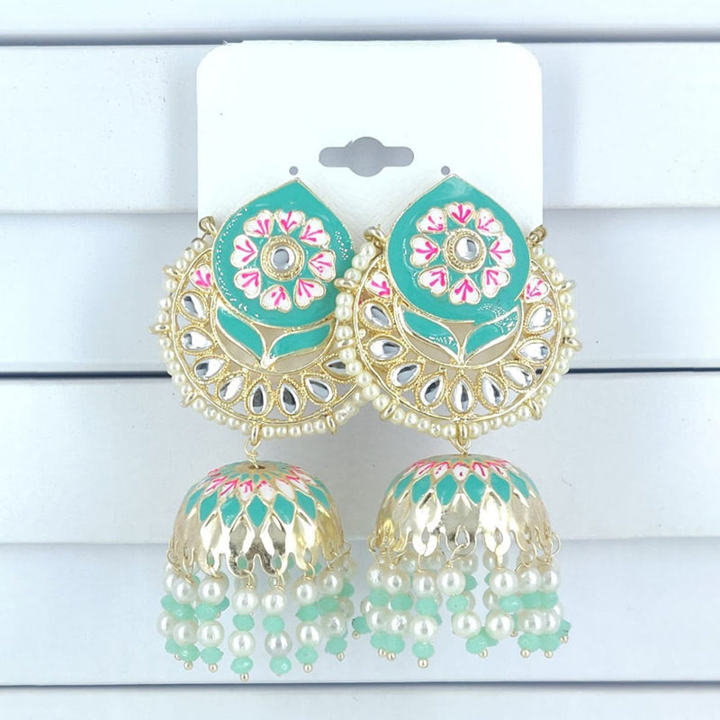 Corbeda Fashion Gold Plated Kundan And Meenakari Jhumki Earrings