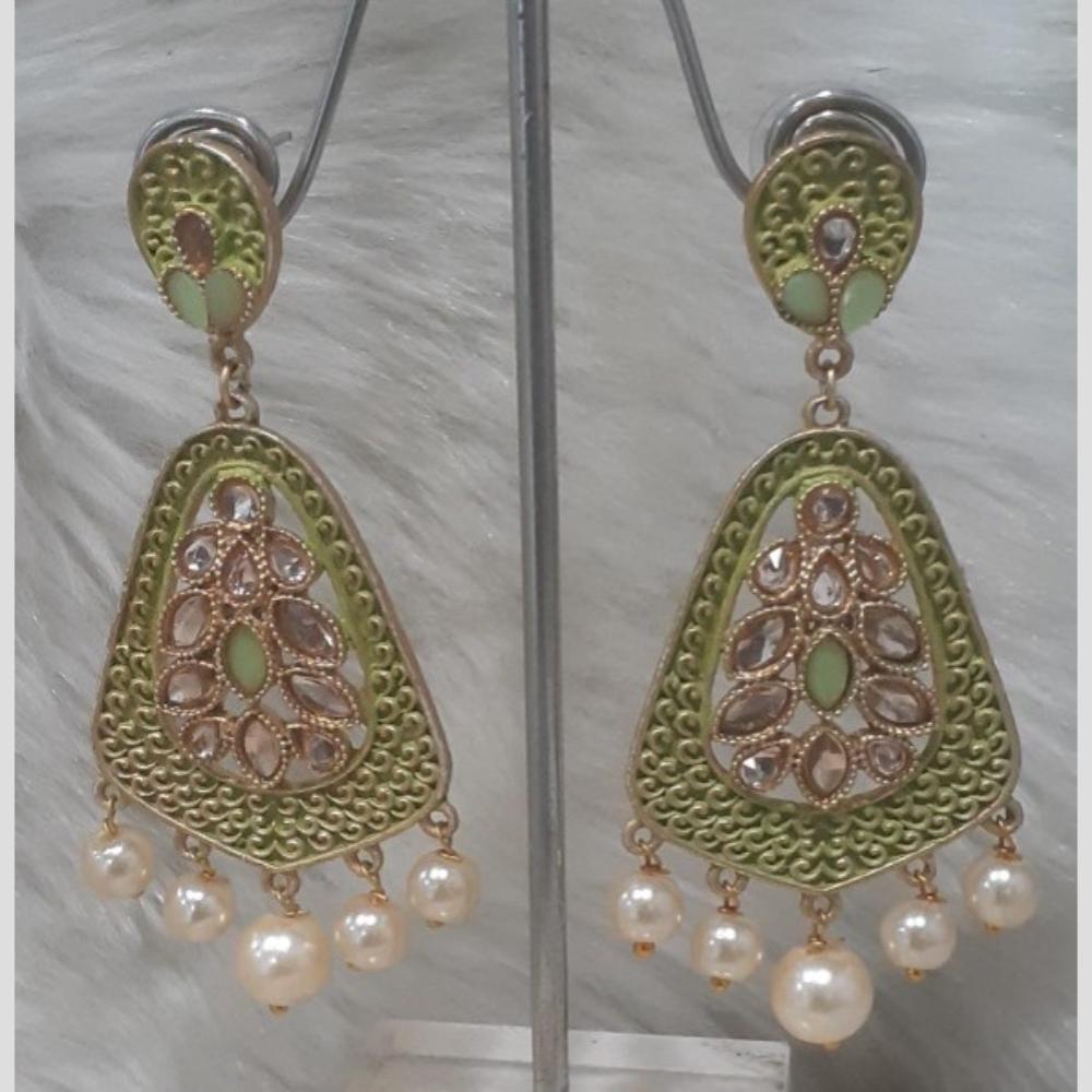 Infinity Jewels Gold Plated Crystal Stone And Meenakari Dangler Earrings