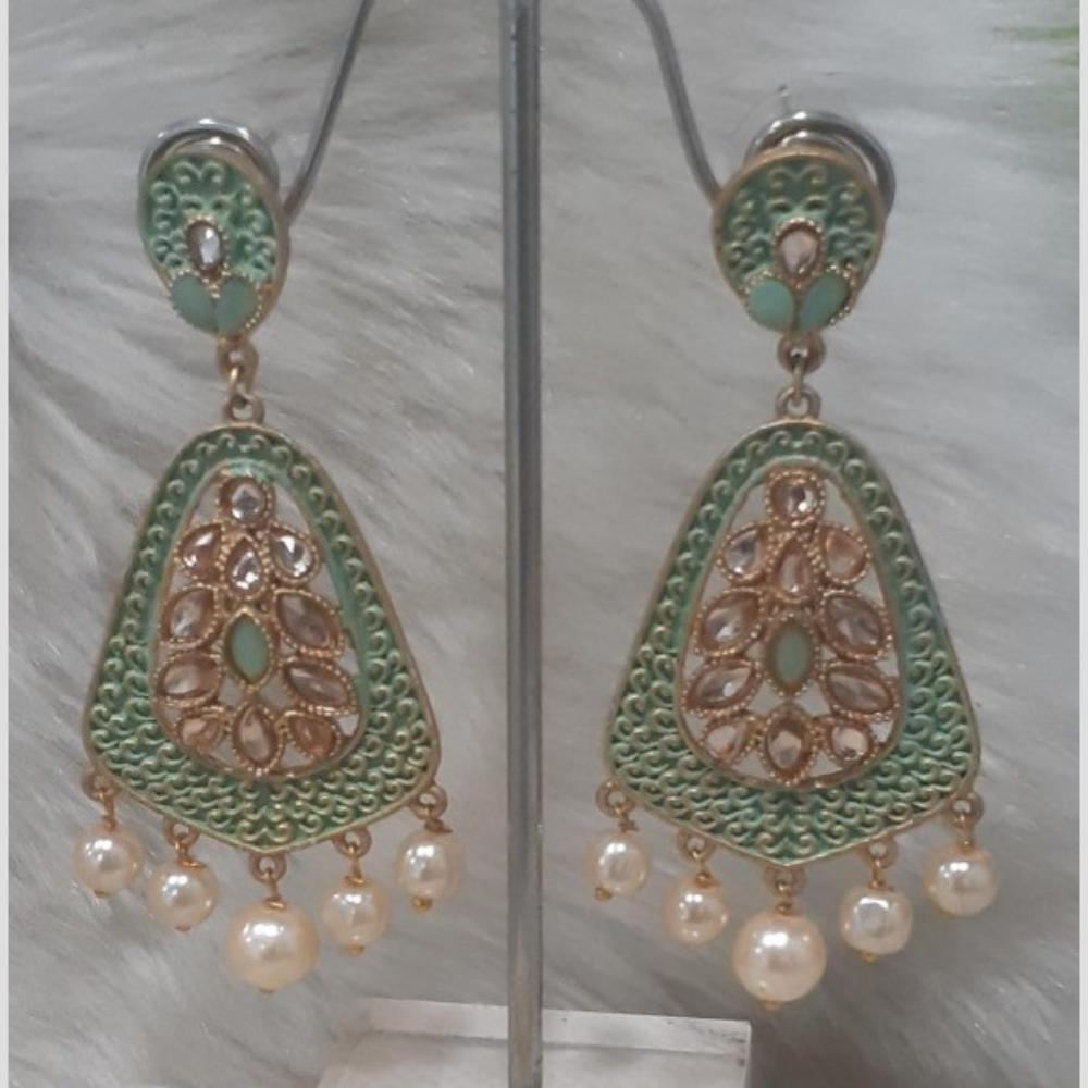 Infinity Jewels Gold Plated Crystal Stone And Meenakari Dangler Earrings