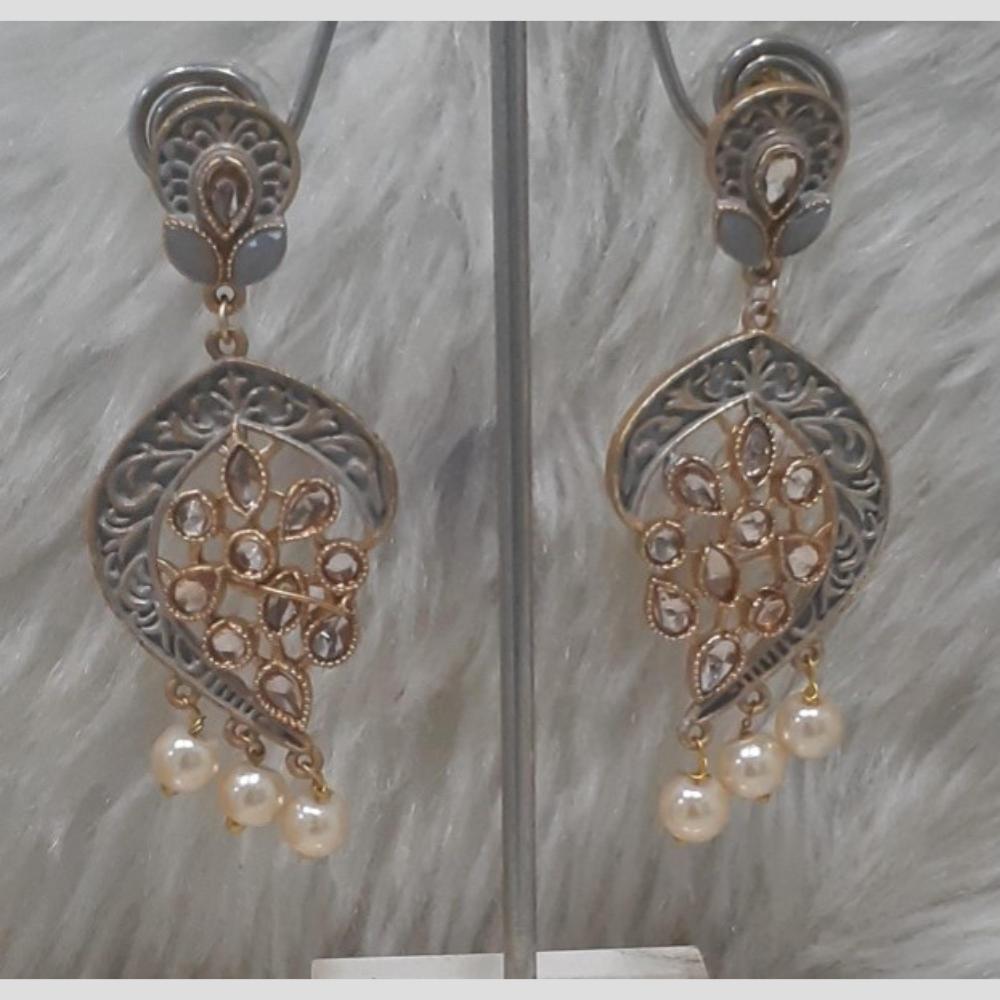 Infinity Jewels Gold Plated Crystal Stone And Meenakari Dangler Earrings