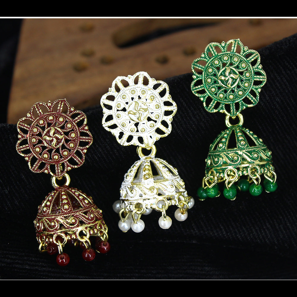 Mahavir Gold Plated Jhumki Earrings