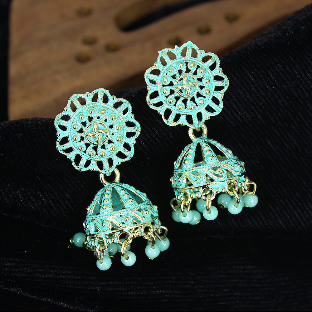 Mahavir Gold Plated Jhumki Earrings