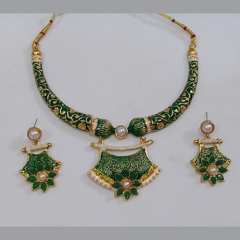 Midas Touch Gold Plated Meenakari Necklace Set