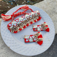 Multicolor Mirror Work Choker with Cowrie Shells & Tassels – Navratri Special by Handmade For Her 