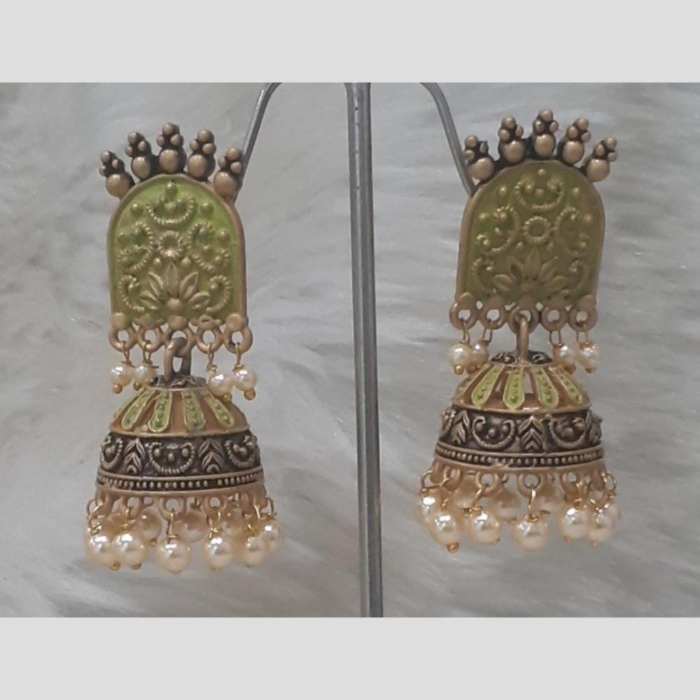 Infinity Jewels Gold Plated Crystal Stone And Meenakari Jhumki Earrings