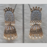 Infinity Jewels Gold Plated Crystal Stone And Meenakari Jhumki Earrings