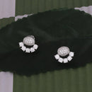 Saloni Fashion Jewellery Fancy Oval Shape Studded CZ Silver Plated Combo Set of 2 Stud Earring For Women