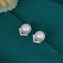 Saloni Fashion Jewellery Attractive Round Mother Pearl Silver Plated Combo Set of 2 Stud Earring For Women
