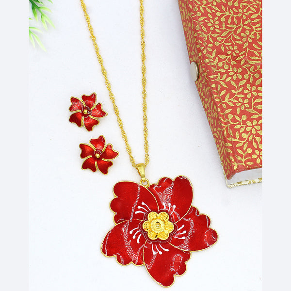 Mahavir Dye Gold Plated Chain Pendent Set