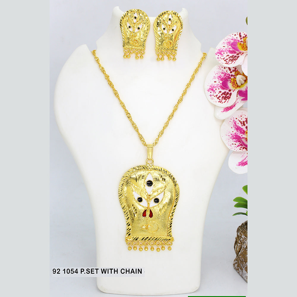 Mahavir Gold Plated Chain Pendent Set