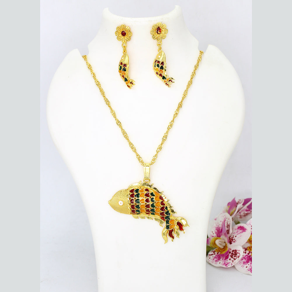 Mahavir Gold Plated Chain Pendent Set