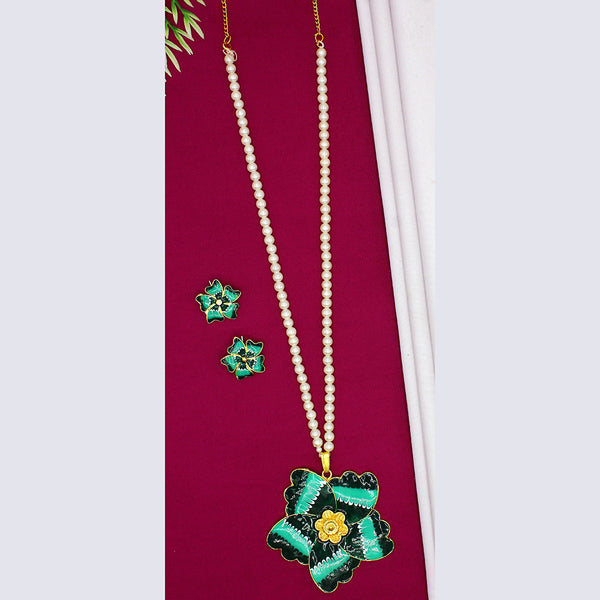 Mahavir Gold Plated Meenakari Pearl Long Necklace Set