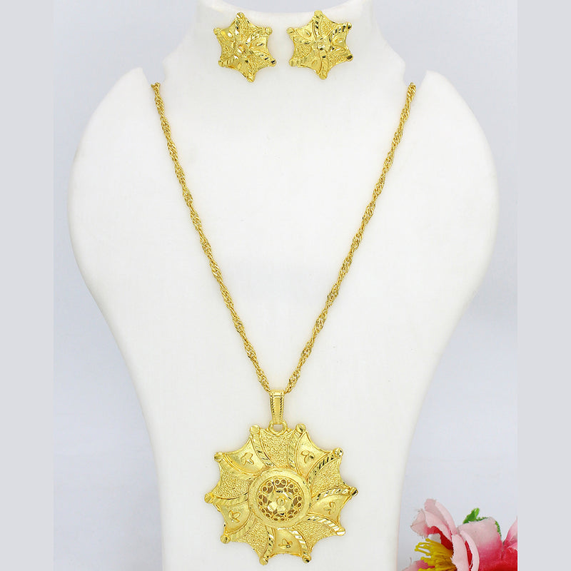 Mahavir Dye Gold Floral Pendant Set