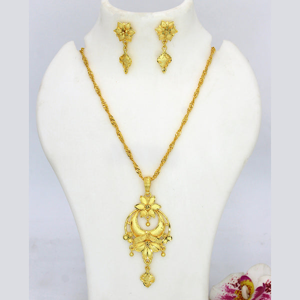 Mahavir Dye Gold Floral Pendant Set