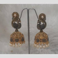 Infinity Jewels Gold Plated Crystal Stone And Meenakari Jhumki Earrings