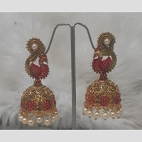 Infinity Jewels Gold Plated Crystal Stone And Meenakari Jhumki Earrings