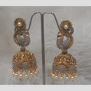 Infinity Jewels Gold Plated Crystal Stone And Meenakari Jhumki Earrings