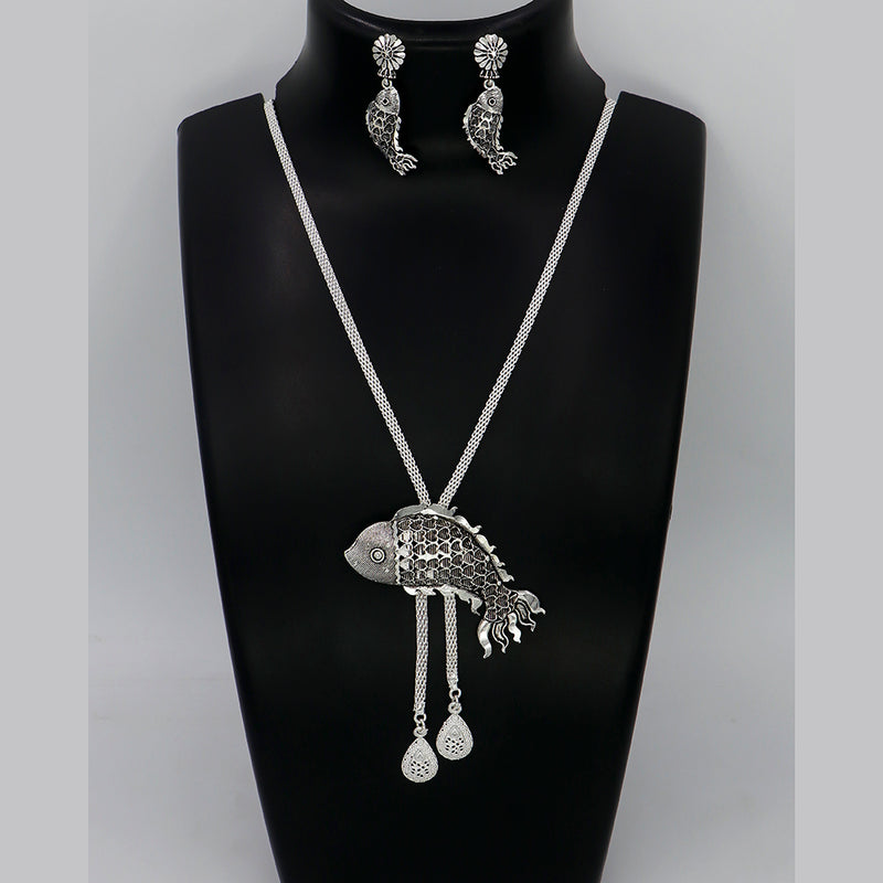 Mahavir Silver Plated Chain Pendant set