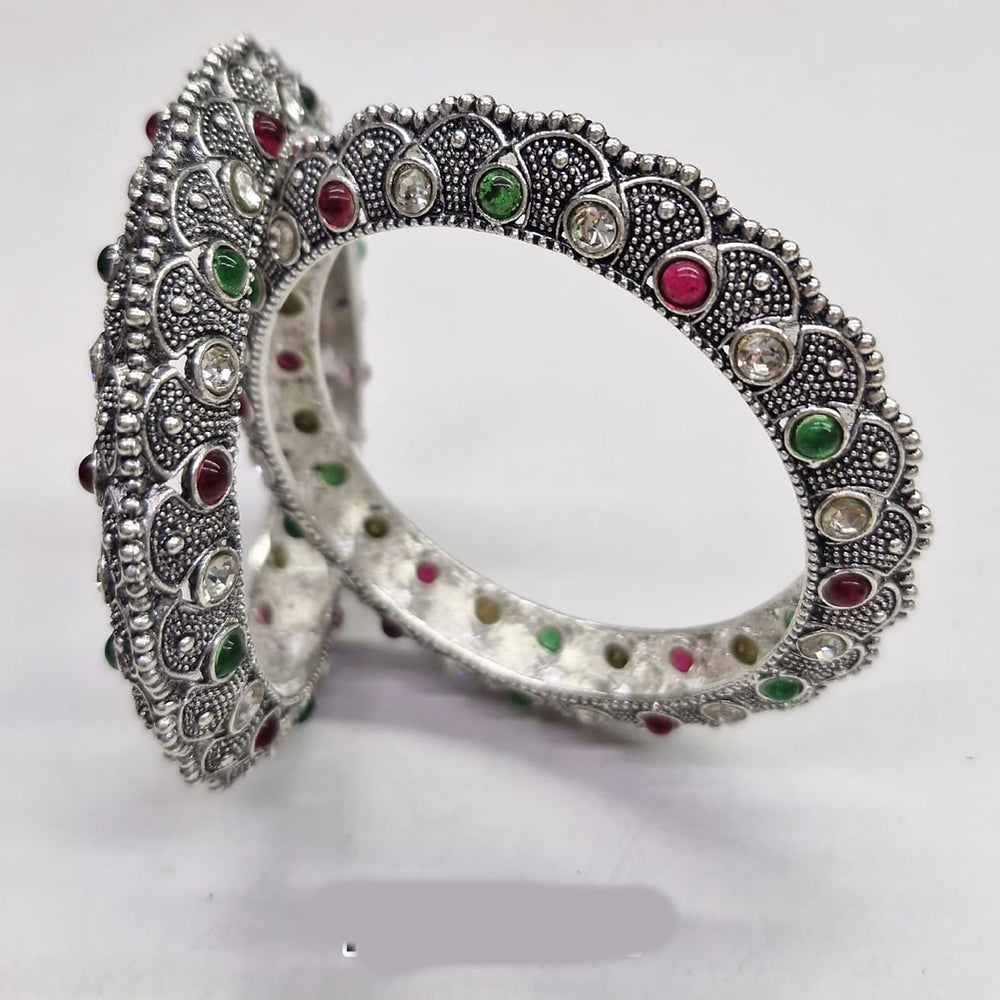 Amity Arts Oxidised Pota Stone Designer Bangles Set for Women