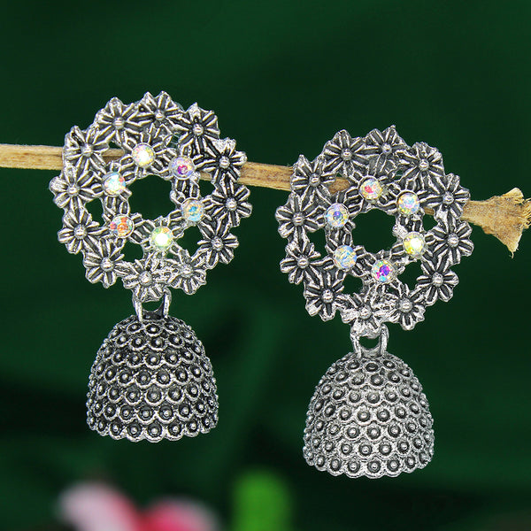Mahavir Oxidised Plated Jhumki Earrings
