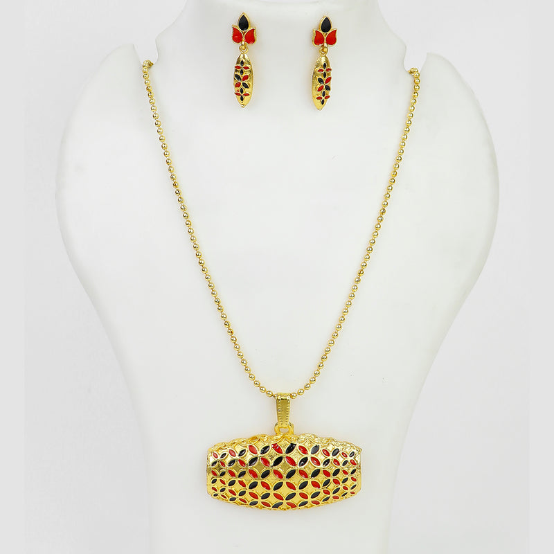 Mahavir Dye Gold Plated Meenakari Chain Pendent Set