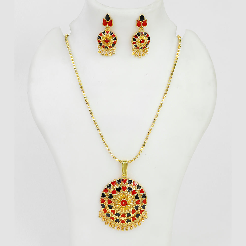 Mahavir Dye Gold Plated Meenakari Chain Pendent Set