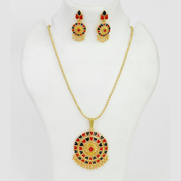 Mahavir Dye Gold Plated Meenakari Chain Pendent Set