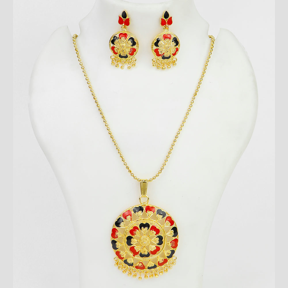 Mahavir Dye Gold Plated Meenakari Chain Pendent Set