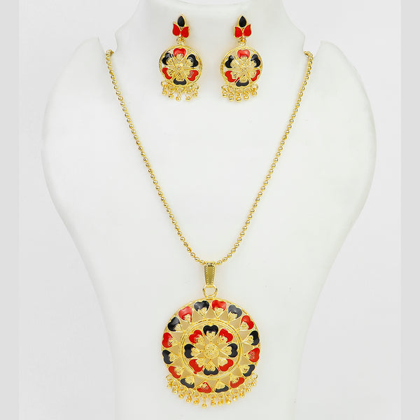 Mahavir Dye Gold Plated Meenakari Chain Pendent Set